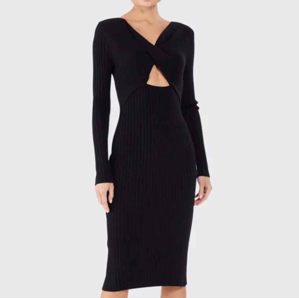Ramy Brook Pilar Dress Cut Out Ribbed Knit Sweater Midi Sz Small
